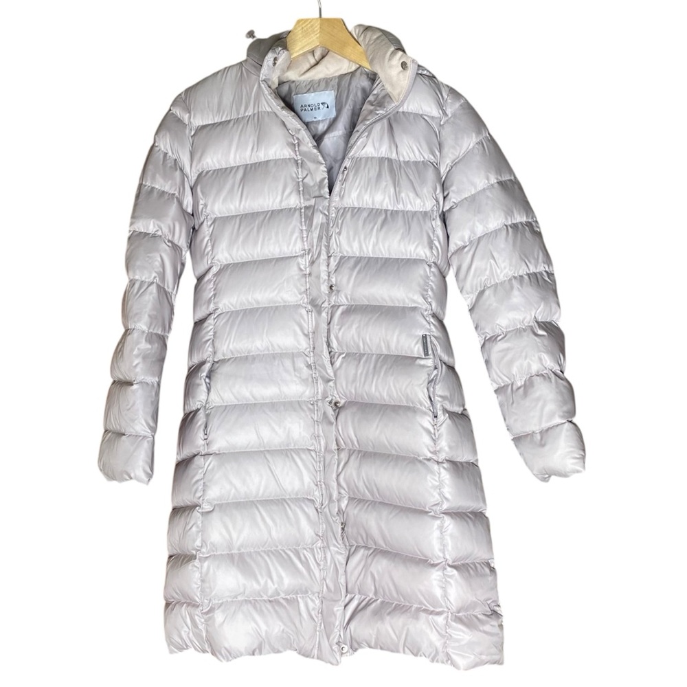 Arnold Palmer Japan Pearl Light Pink Puffer Jacket Hooded Coat Womens 90 Small